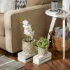 Modern Abstract Gold and White Cement Flower Pot Set of 2 - Stylish Home Decor